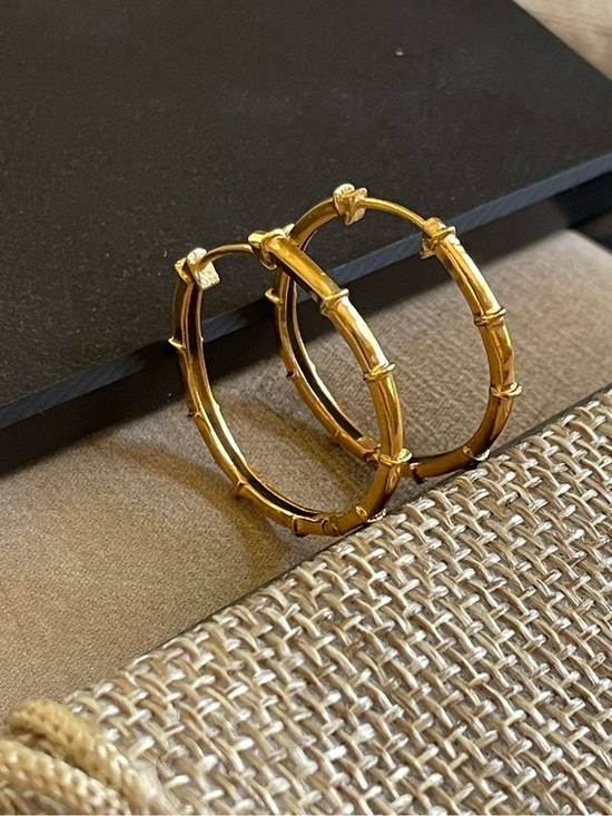 VizionartebyJyoti Jewelry - 1 inch 925 Sterling silver Bamboo Hoops!! Gold Finish!!